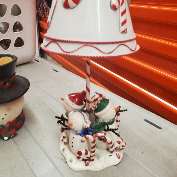 Holiday Vintage Candy Cane Peppermint Snowmen Tealight Burner Lamp — free download